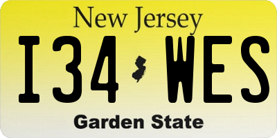 NJ license plate I34WES