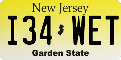 NJ license plate I34WET