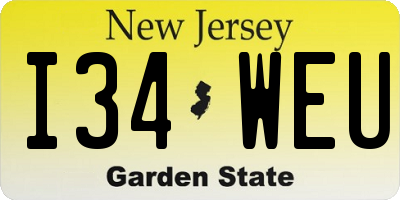 NJ license plate I34WEU