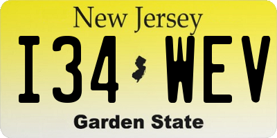 NJ license plate I34WEV