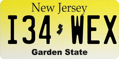 NJ license plate I34WEX