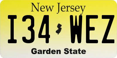 NJ license plate I34WEZ