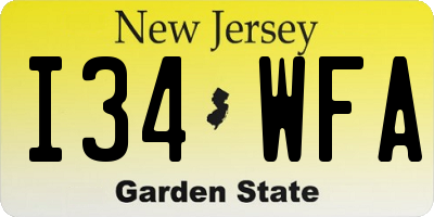 NJ license plate I34WFA