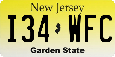 NJ license plate I34WFC