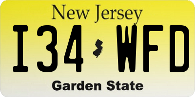 NJ license plate I34WFD