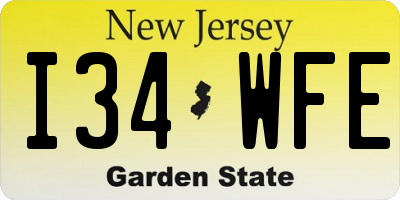 NJ license plate I34WFE