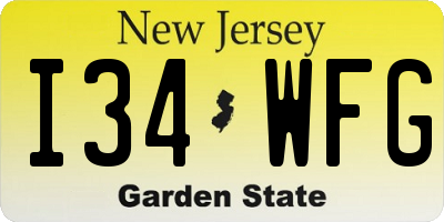 NJ license plate I34WFG