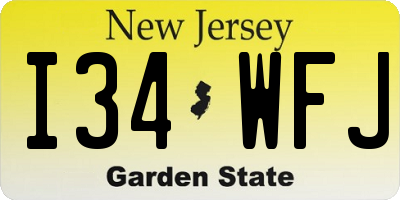 NJ license plate I34WFJ