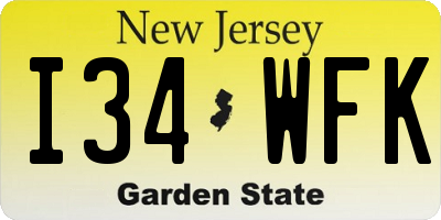 NJ license plate I34WFK