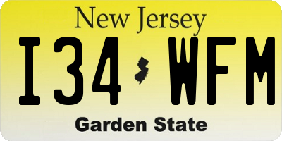 NJ license plate I34WFM