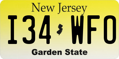 NJ license plate I34WFO