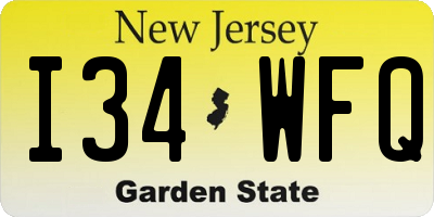 NJ license plate I34WFQ
