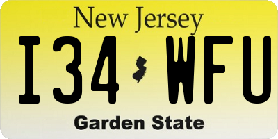 NJ license plate I34WFU