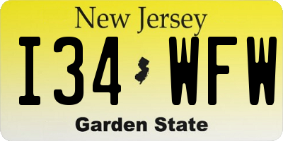 NJ license plate I34WFW