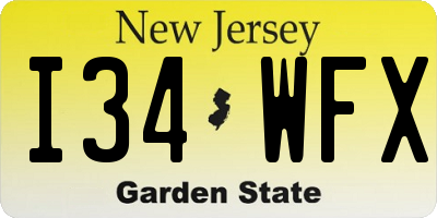 NJ license plate I34WFX