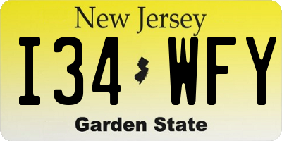 NJ license plate I34WFY