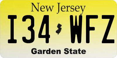 NJ license plate I34WFZ