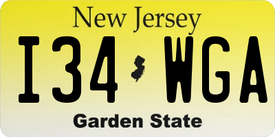 NJ license plate I34WGA