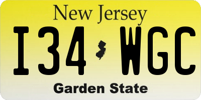 NJ license plate I34WGC