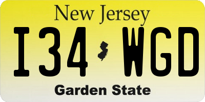NJ license plate I34WGD