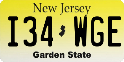 NJ license plate I34WGE