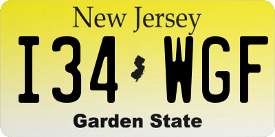 NJ license plate I34WGF