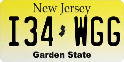 NJ license plate I34WGG