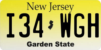 NJ license plate I34WGH