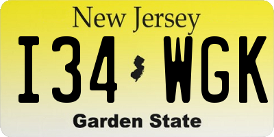 NJ license plate I34WGK