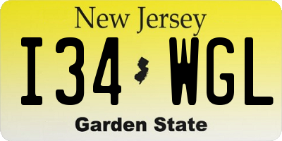 NJ license plate I34WGL