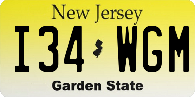 NJ license plate I34WGM