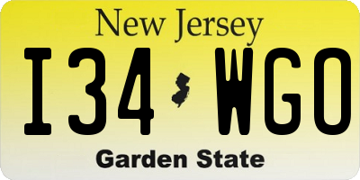 NJ license plate I34WGO
