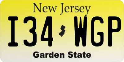 NJ license plate I34WGP