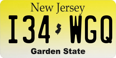 NJ license plate I34WGQ