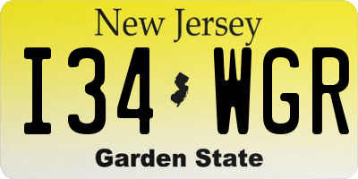 NJ license plate I34WGR
