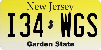 NJ license plate I34WGS