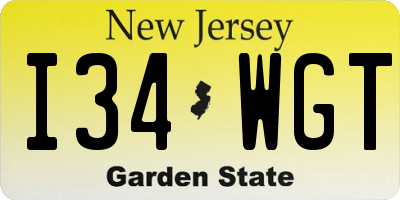 NJ license plate I34WGT