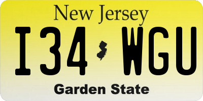 NJ license plate I34WGU