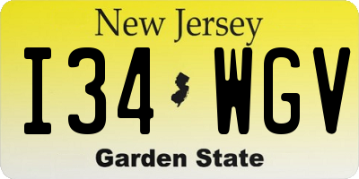 NJ license plate I34WGV