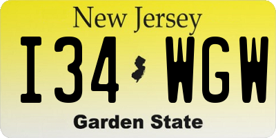 NJ license plate I34WGW