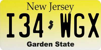 NJ license plate I34WGX