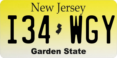 NJ license plate I34WGY