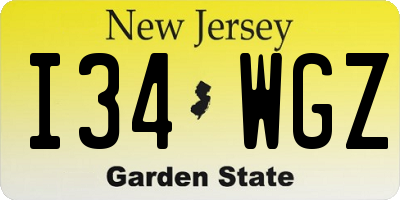 NJ license plate I34WGZ
