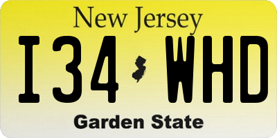 NJ license plate I34WHD