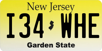 NJ license plate I34WHE