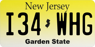 NJ license plate I34WHG