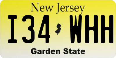 NJ license plate I34WHH