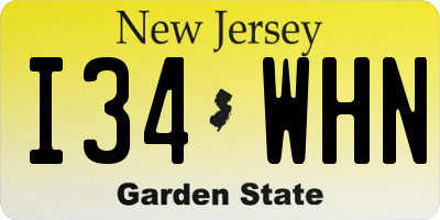 NJ license plate I34WHN