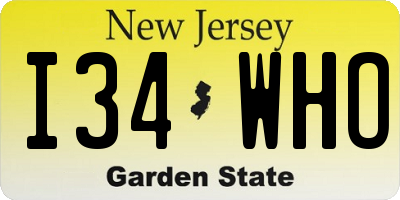 NJ license plate I34WHO