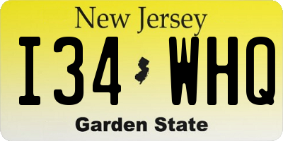 NJ license plate I34WHQ